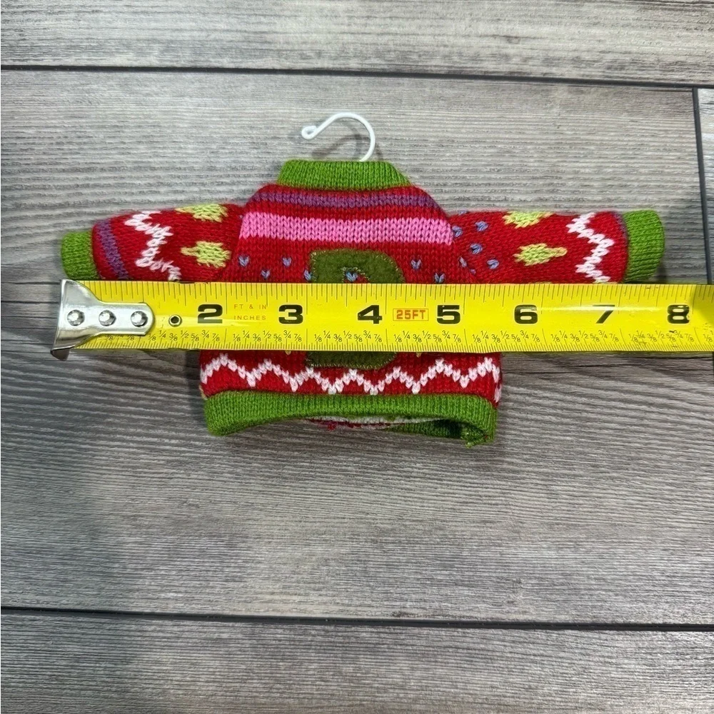 Knitted Christmas Sweater Ornament with D monogram | Knitted Sweater Ornaments